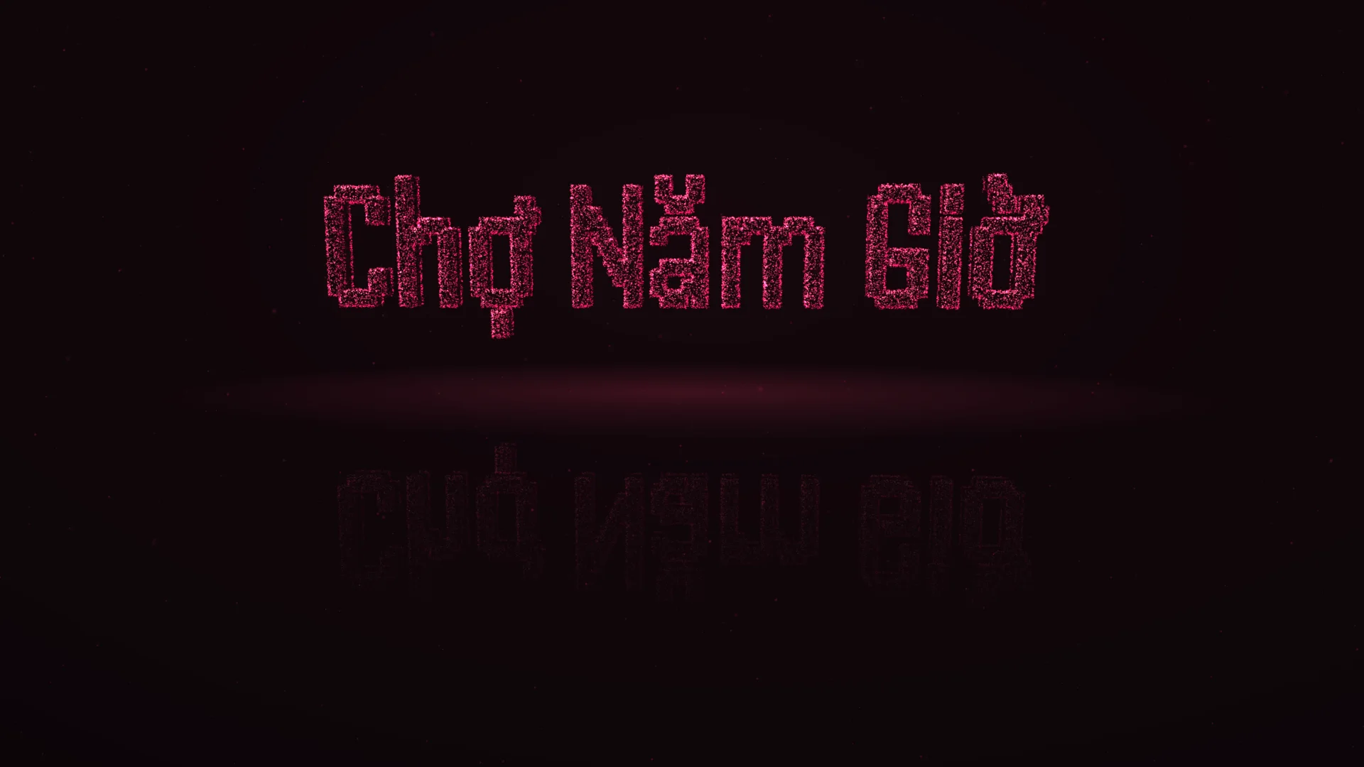 Chữ Chợ Năm Giờ dựng bằng hàng chục nghìn hạt sáng đỏ mận như dây đèn chợ đêm, bụi hạt nhoè trên nền đen tím